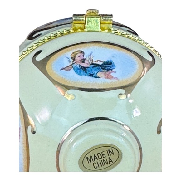 Mr Christmas Porcelain Egg Ornament Music Box Valerie Par Hill Musical Angel - Picture 7 of 14
